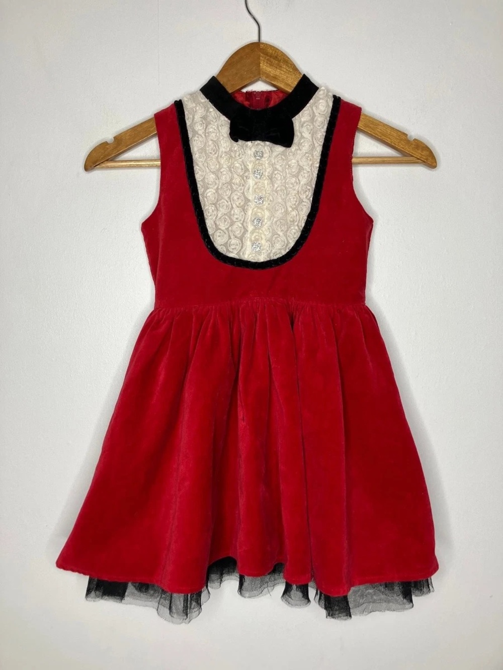 Harujuku Mini Elegant Red and White Kids Formal Bow Tie Dress 4/5 toddler kids